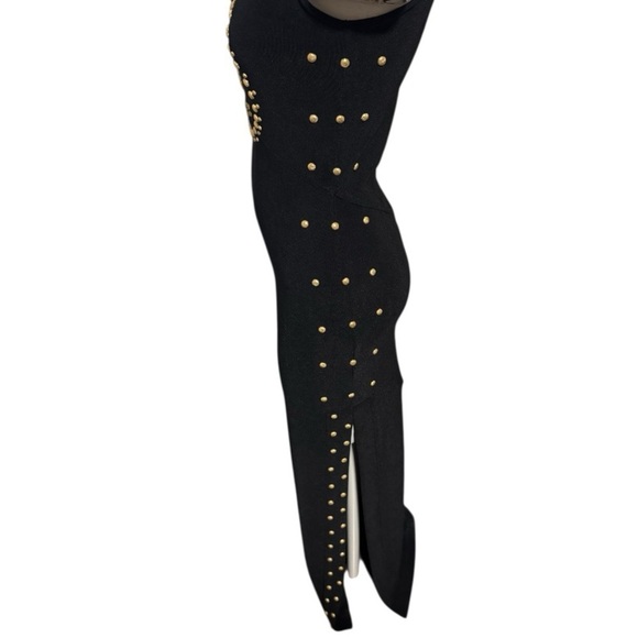 Cache Y2K Black Knit Bodycon Maxi Dress Studded Nautical Details Women’s Small - Picture 11 of 16
